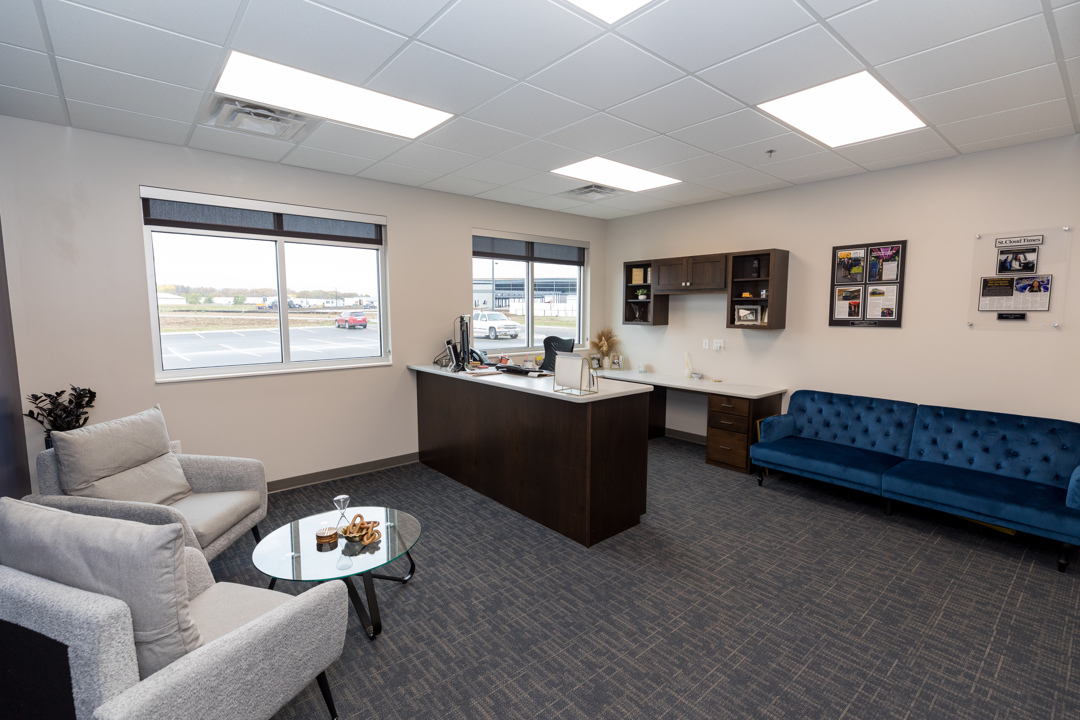 Interior of transportation facility showing administrative office space, constructed by Rice Companies
