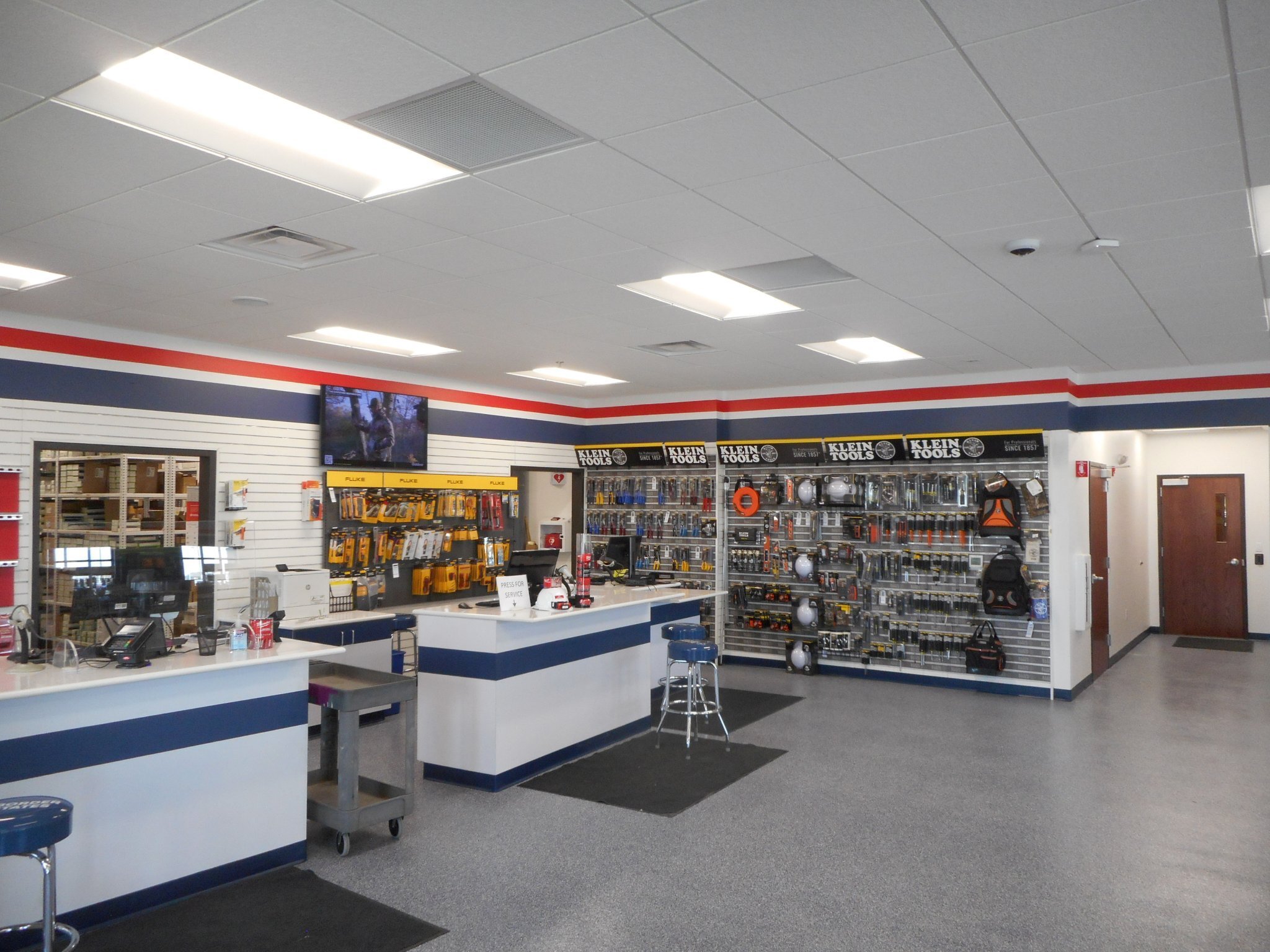 Retail counter and product display area inside the Border States facility, constructed by Rice Companies.