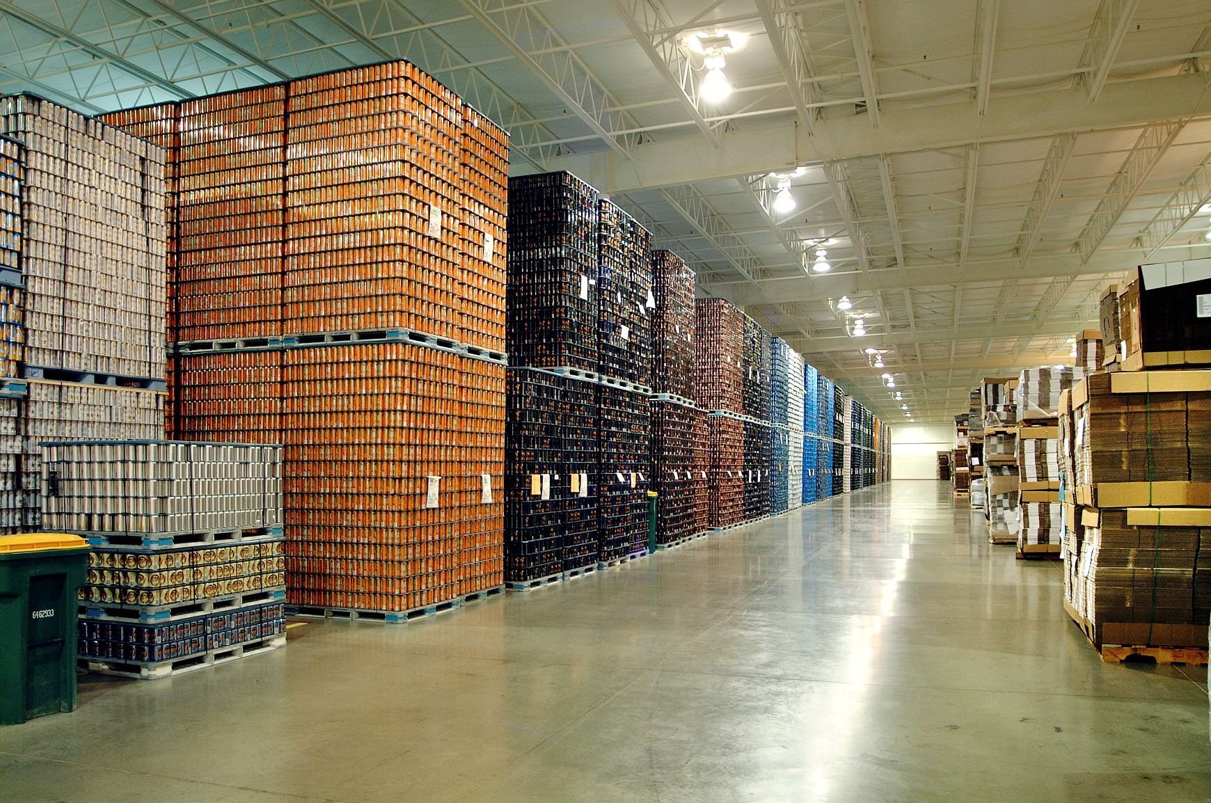 High-capacity warehouse interior at Gluek distribution center built by Rice Companies with palletized storage and industrial racking systems.