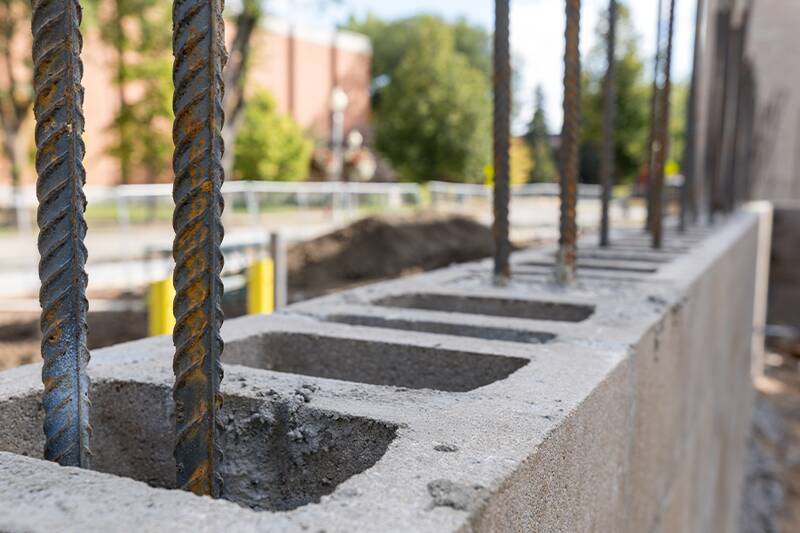 Rebar inside of pipes and other bricks