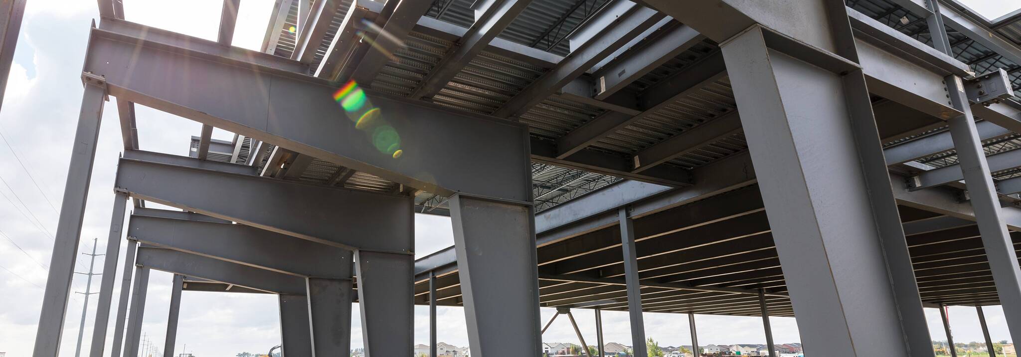 Fargo Office Sun Sparkle with beams supporting the building