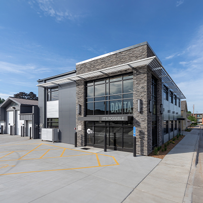 Black and gray modern office building exterior