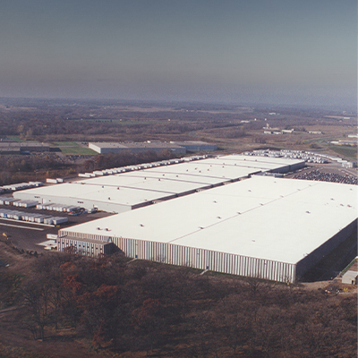 Warehouse and distribution center aerial view