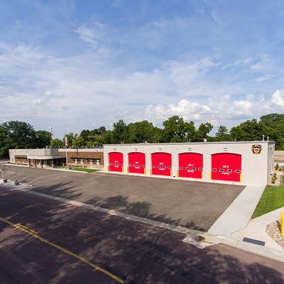 City building and fire department exterior